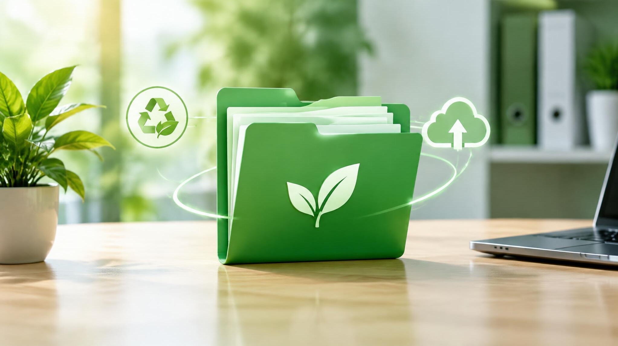 green digital files folder